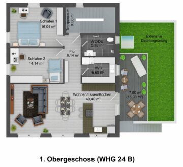 Grundriss - Neubau von exklusiven Eigentumswohnungen in Uetze-Dedenhausen - KFW 55