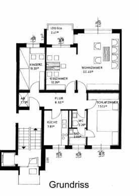 Grundriss - Vermietete 3-Zimmer-Wohnung mit Balkon und Tiefgarage